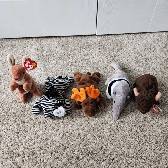 Ty Other - Ty Beanie Baby Bundle - Pouch, Ziggy, Chocolate, Ants and Roam